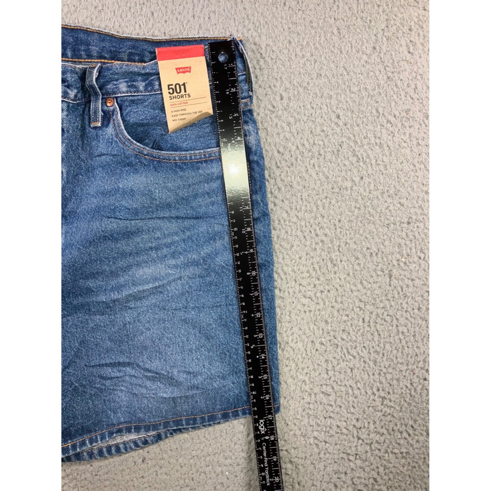 Levi's 501 Shorts Women 34 Blue High Rise Button Fly Jorts Medium Wash Timeless - Picture 12 of 16